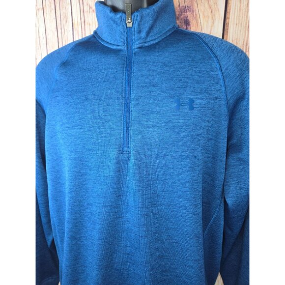 Under Armour Blue ColdGear Sweatshirt Large Loose Fit Quarter-Zip Pullover - Picture 3 of 6